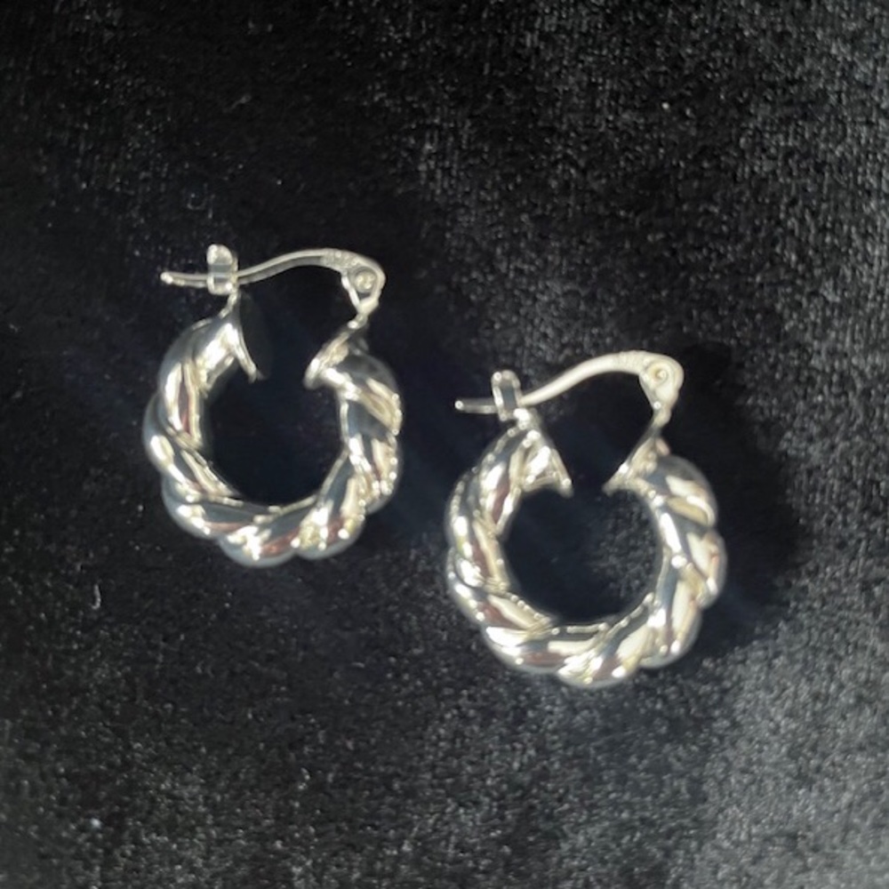 Small 925 Silver Chunky Twist Hoop Earrings New